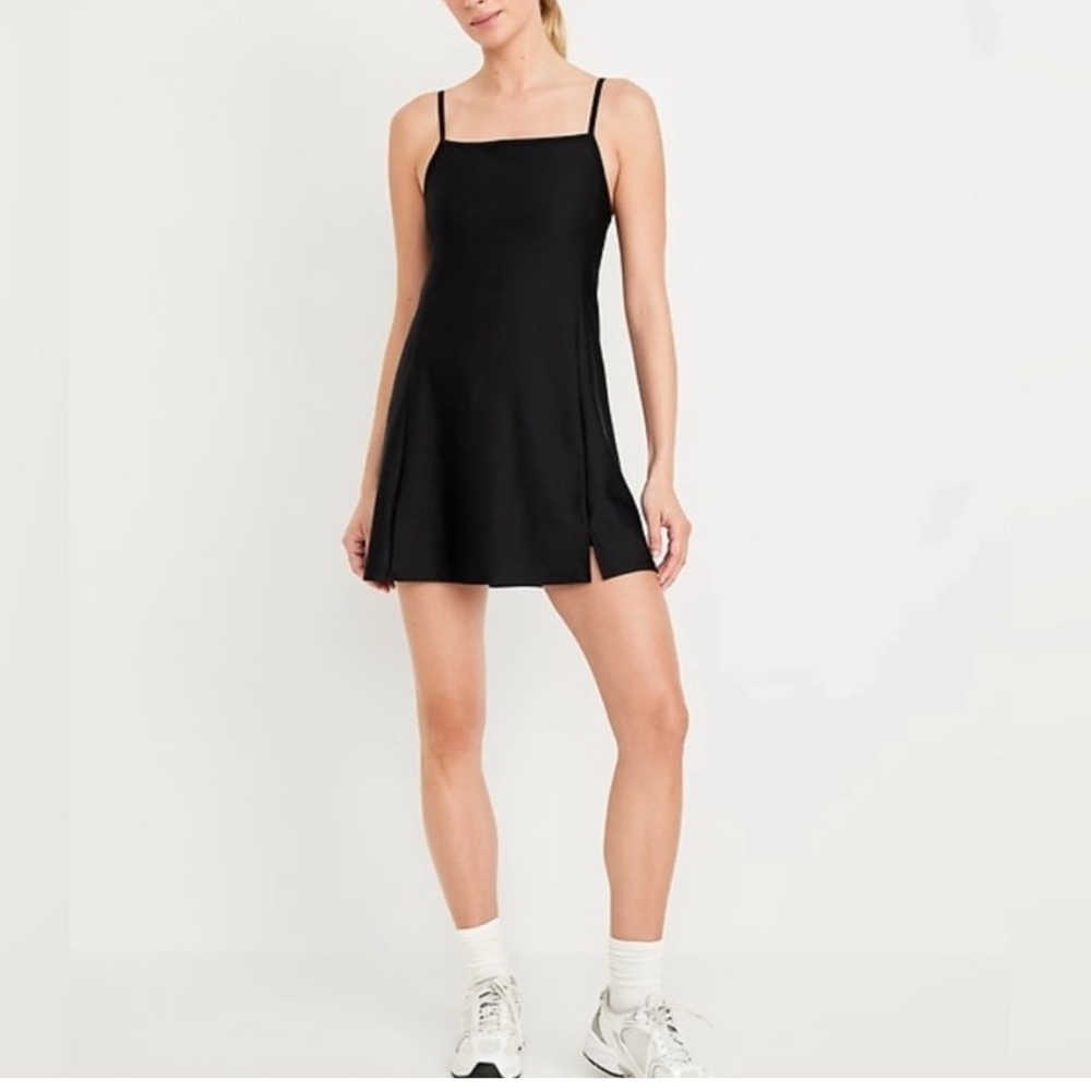NWT Old Navy Black PowerSoft Sleeveless Shelf-Bra Support Dress Large Petite
